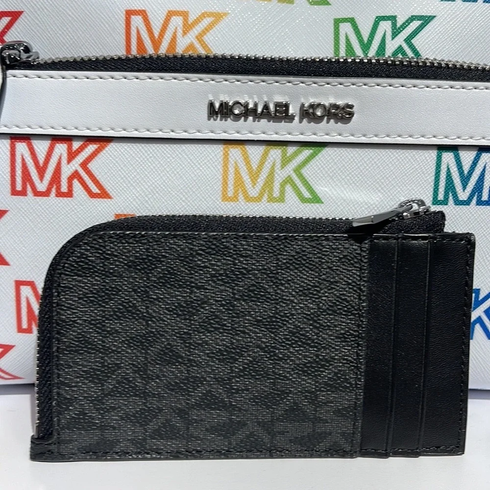 Michael Kors L Zip Mini Wallet Black NWT